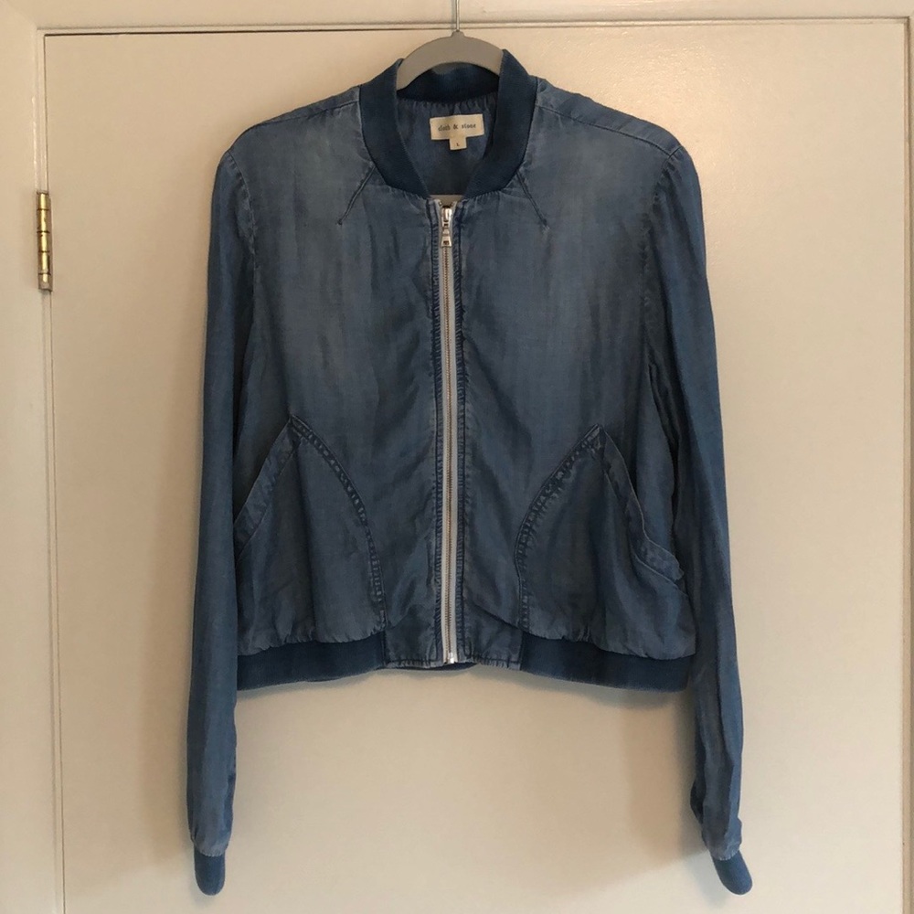 Anthro Cloth & Stone bomber jacket blue size large